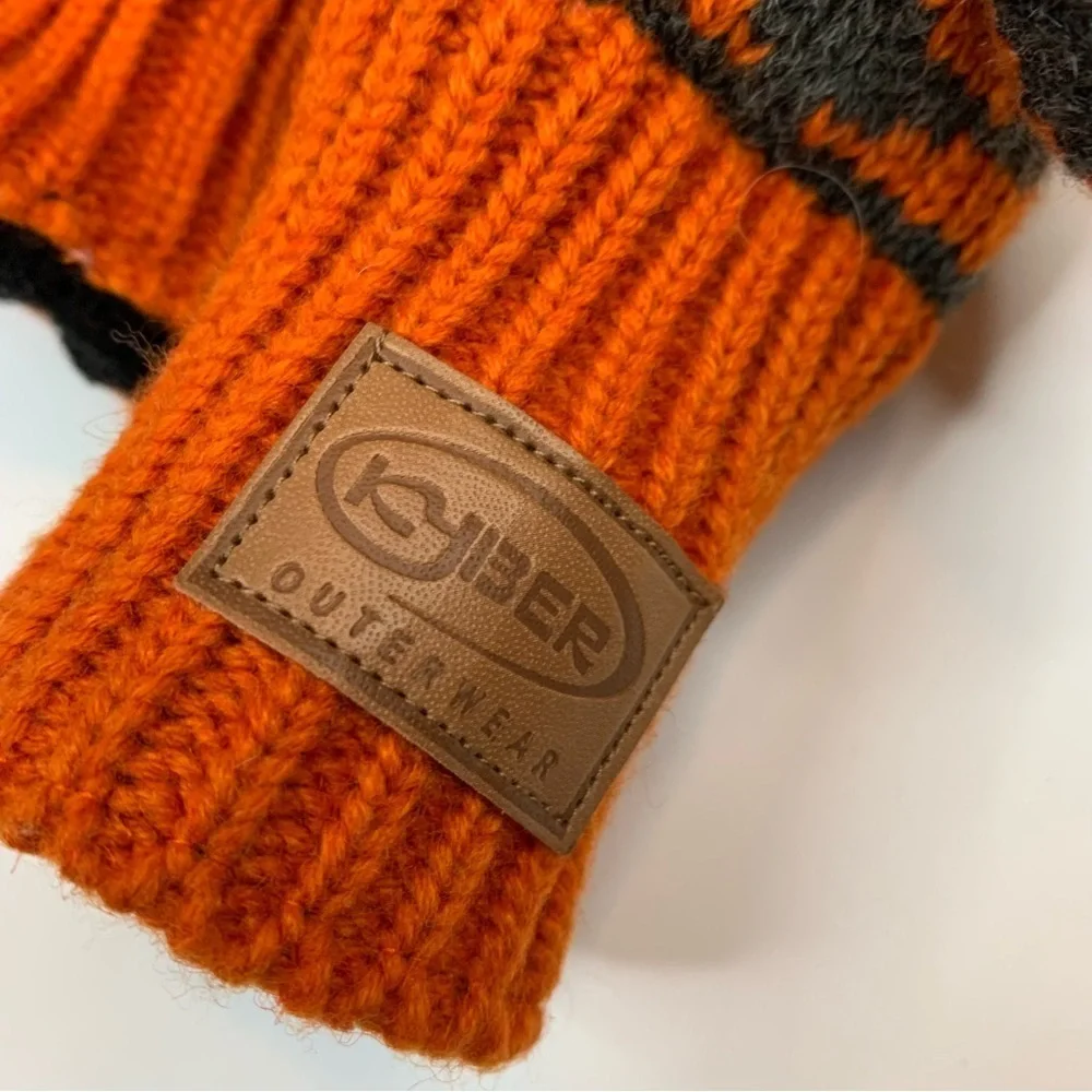 Kyber Outerwear Orange Tiger Wool Mittens